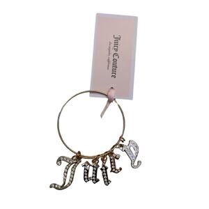 💜3/$35 SALE! Gold Letter Charms Bangle Bracelet Juicy Couture Expandable